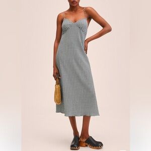 MANGO Vichy Check Dress, Size 2, Color Black